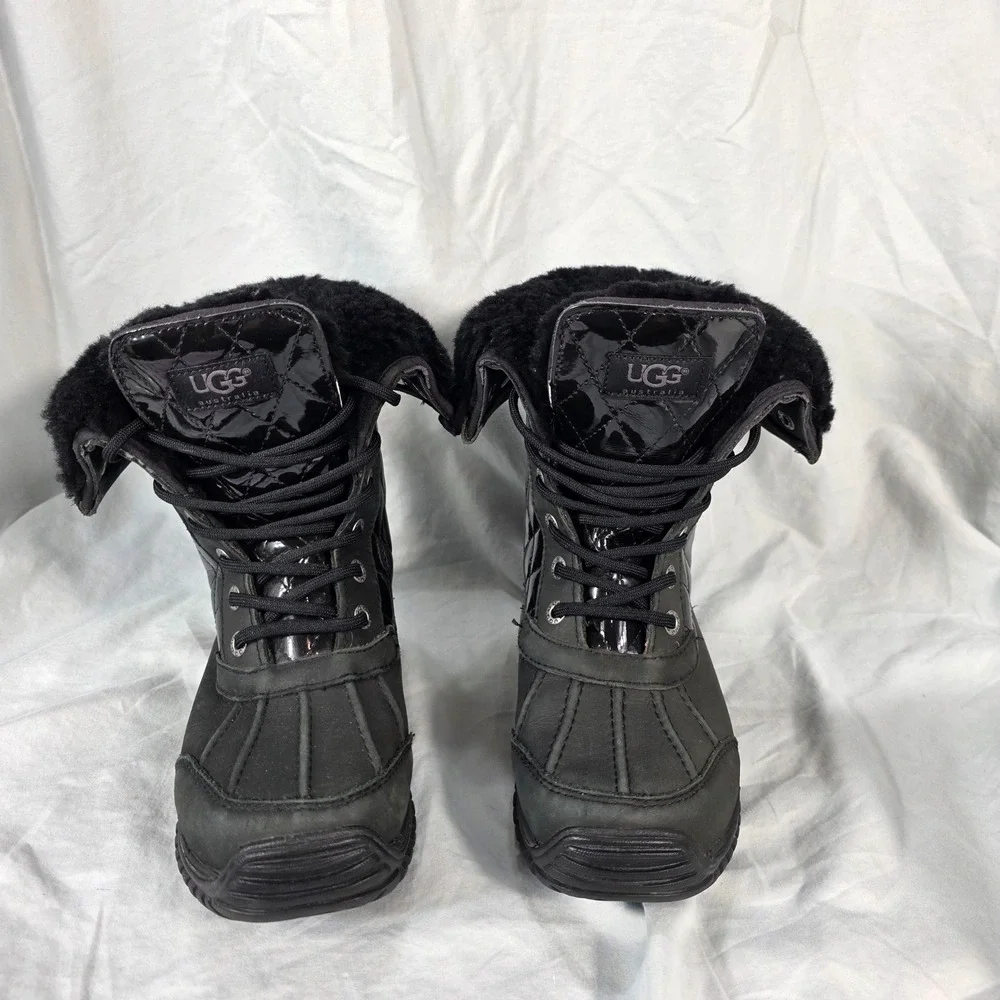 UGG Adirondack II Winter Boots Women Size 6 Black Waterproof Snow Boot Shearling